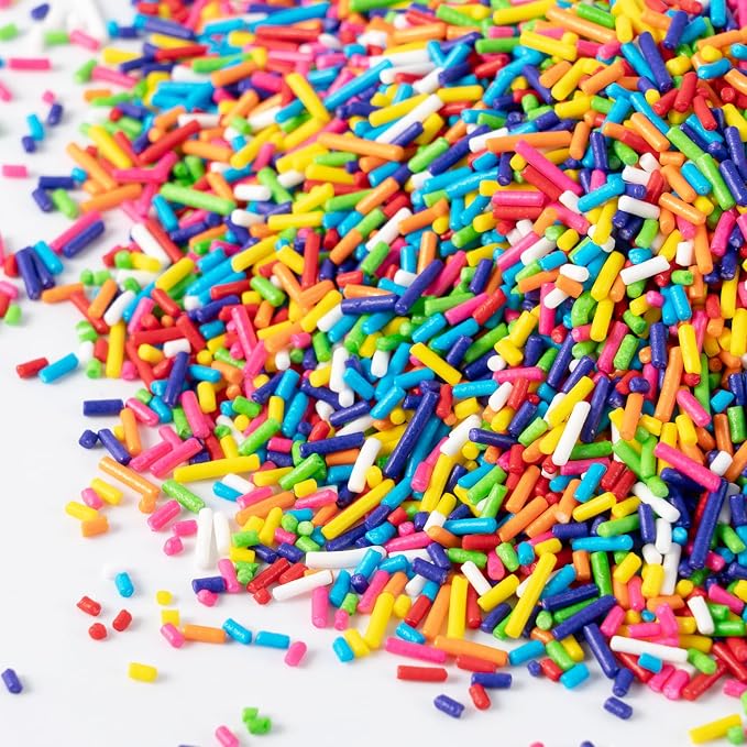 Edible Rainbow Sprinkles Bulk 16 oz Bulk Rainbow Jimmies for Ice Cream Dessert Toppings brownies Cookies, Cupcakes, Cake Decorating Birthday Baby Shower