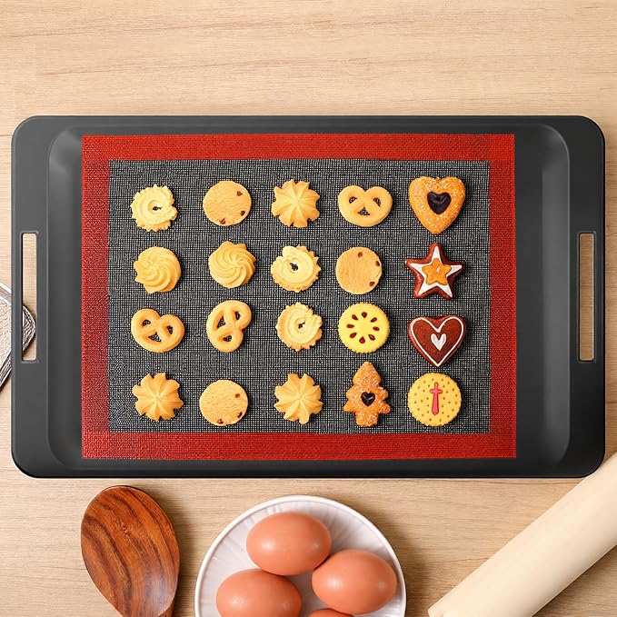 2Pcs Perforated Baking Mats Eclair Silicone Mat for Half Sheet