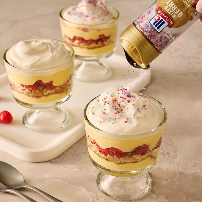 McCormick Finishing Sugar, Mixed Berry, Limited Edition, Sweet Berry Flavors, Sprinkle on Breakfast and Dessert Favorites, Garnish Beverages, 3.15 oz