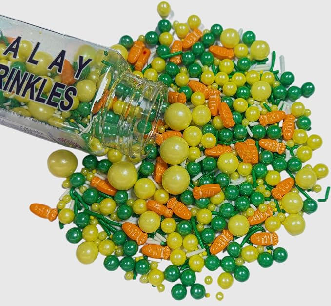 Sentovac Edible Easter Carrot Pearls Sprinkles for Cake Decorating Edible Cake Cupcake Sprinkles Cookie and Ice Cream Topper Decorations 3.35oz