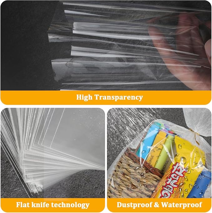 Labeol 150pcs Cellophane Bags 8x11 Treat Bags with Ties Clear Gift Bag Candy Cookie Bag for Packaging Party Favor Goodie Halloween Christmas Valentines Day Gift Wrap