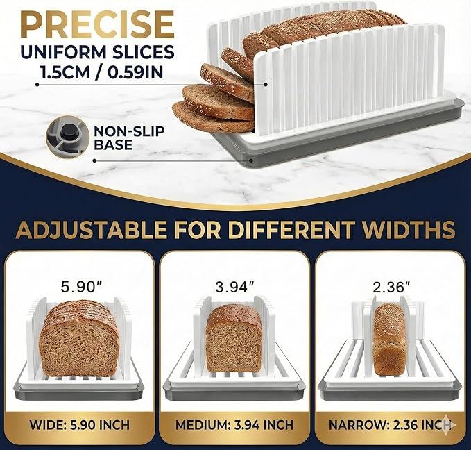 Professional Bread Slicer Guide Precision Loaf Cutter with Non-Slip Base for Perfect, Even Slices Artisan Sourdough Bread