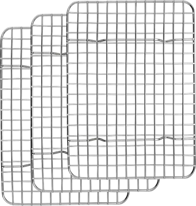 Homikit 3 Pack Cooling Rack Set, 12" x 9" Stainless Steel Baking Rack for Bacon Bread Pizza, Metal Wire Oven Racks for Cooking Roasting Fit Quarter Sheet Pan, Rust Free & Dishwasher Safe