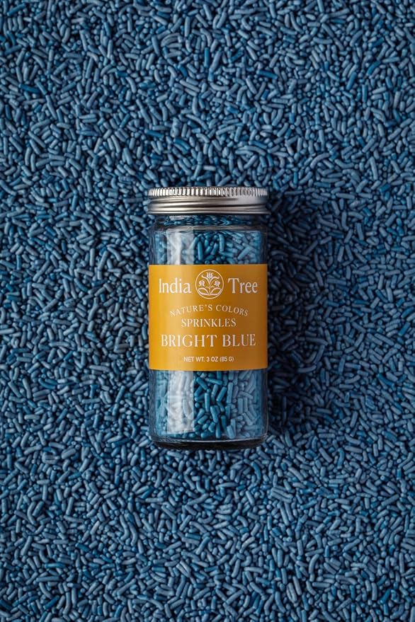Bright Blue Sprinkles – Vegan, Dye-Free, Non-GMO, Top 9 Allergen-Free, 3 oz Jar – India Tree Nature’s Colors