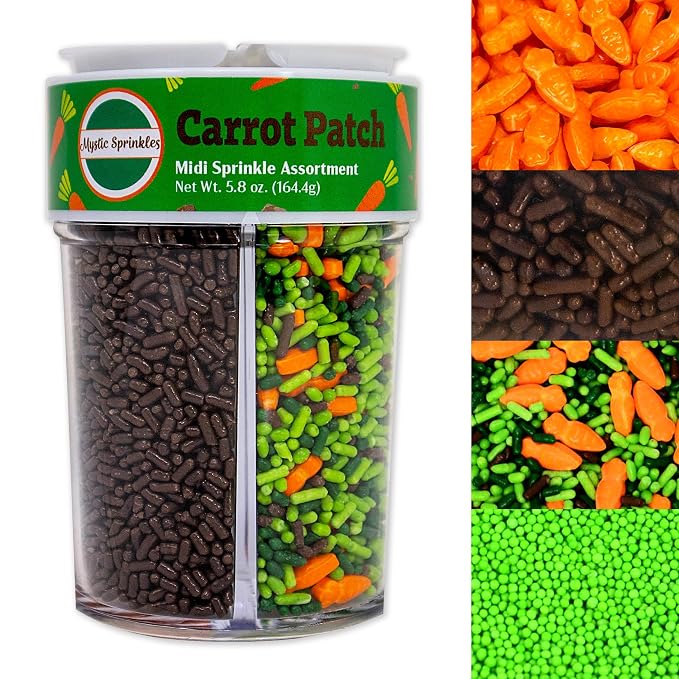 Mystic Sprinkles 4 Cell Sprinkle Assortments (Carrot Patch, Midi)