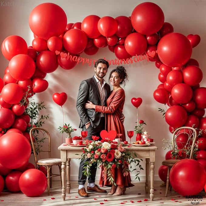 KatchOn, Red Balloons Arch Kit - 18 Inch, Pack of 120 | Latex Graduation Balloons for Graduation Decorations 2026 | Red Birthday Decorations | Baby Shower, Wedding, Anniversary Bridal Decorations