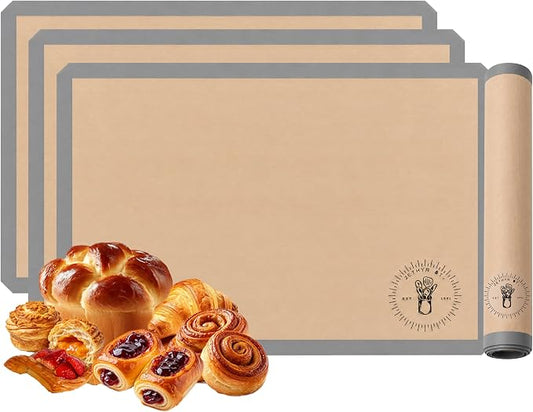 Silicone Baking Mats for 3/4 Size Cookie Sheets for Baking - 3 Pack - Non-Stick, Food Safe Oven Safe Liners for baking sheets - Easy Clean, Mess-Free Baking Sheet Liners, 13.5 x 19.5 Inches