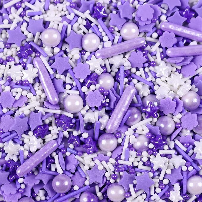Purple Sprinkles for Cake Decorating, 3.52oz Edible Star Sprinkles, Cupcake Sprinkles, Baking Sprinkles, Ice Cream Sprinkles, Cookie Sprinkles