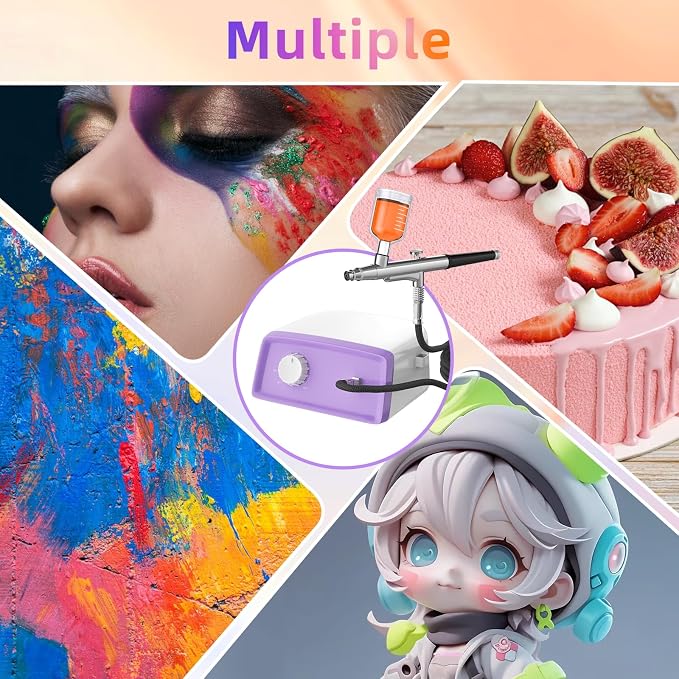 Cake Decorating Kit with 24 Food Coloring, 2026 Upgraded Cookie Decorating Kit with Suction Cups, Dual Action Stepless Speed Airbrush Decorating Kit with Compressor, Food Airbrush Set for Cake, Dessert