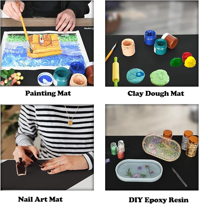 Sapid Extra Large Silicone Sheet for Crafts, Thick Silicone Jewelry Casting Mats, Nonstick Nonslip Silicon Mat for Epoxy Resin, Art Painting, Heat- Resistance Counter Mat (20"×27.9", Black)