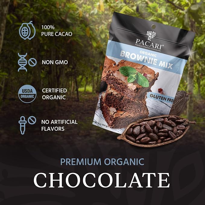 Paccari Raw Cacao Brownie Mix | Organic Cocoa Powder Substitute | Keto, Vegan, Non-GMO & Gluten Free | Perfect Mix for Chocolate Baking Desserts | 16oz