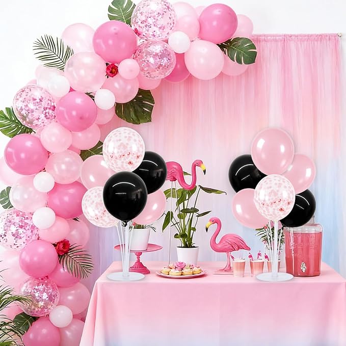 TONIFUL 4 Set Black Pink Balloon Centerpieces for Table,Balloon Stand Kit for Party Decor Sweet 16 18 21st 30 40 50 60 70th Birthday Decorations Anniversary Bridal Shower Graduation Decorations 2026