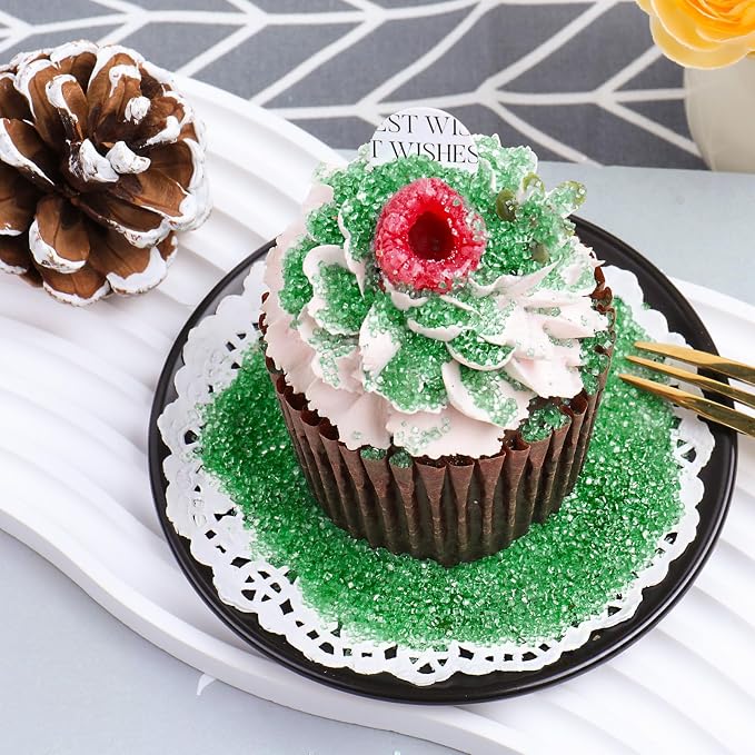 Green Sprinkles Sanding Sugar for Baking, 6.35oz/180g Edible Sparkling Sugar Crystals, Decorating Sugar Sprinkles for Cakes Cupcakes Cookies Ice Cream