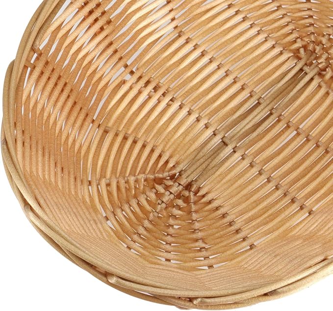SINJEUN 30 Pack Wicker Bread Basket, Handwoven Oval Plastic Basket, Woven Tabletop Fruit Vegetables Food Serving Basket for Home, Kitchen, Restaurant, Light Brown