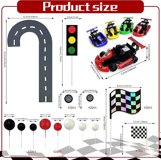 Racing Car Cake Decoration Car Cake Topper Racing Party Favors for Kids Birthday Supplies Baby Shower