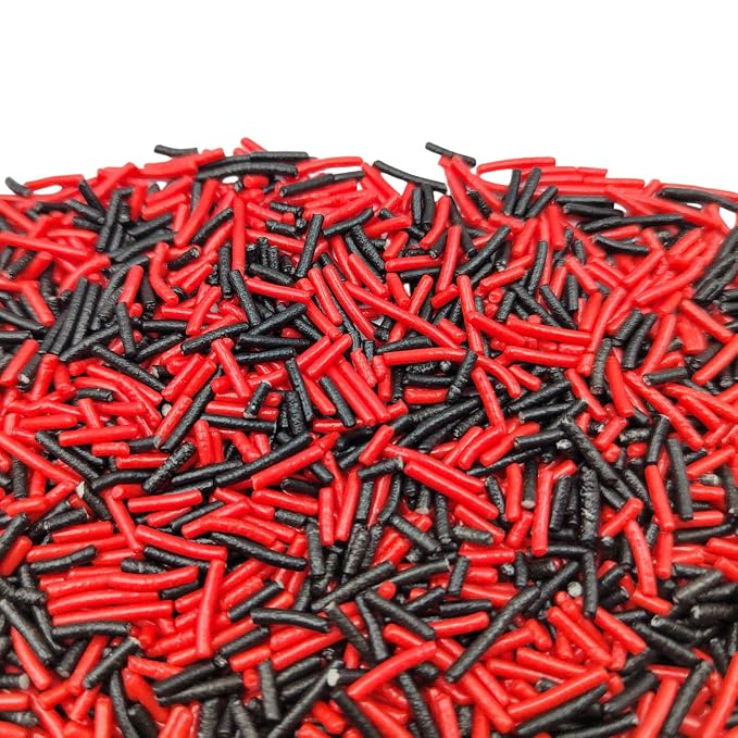 Jimmies Sprinkles, Edible Jimmy Sprinkles, Black Red Crunchy Jimmies Mix for Cake Decorating, Edible Cookie Cupcake Decorations for Halloween Baking and Holiday Party Treats
