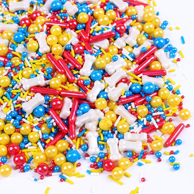 Dog Bones Themed Sprinkle for Cake Decorating, Yellow Sprinkles for Edible Cupcakes Toppers, Birthday Party Candy for Decorating Cakes, Cupcakes, Cookies & Desserts
