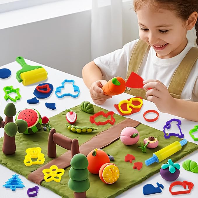 Dough Tools with 40 pcs Plastic Dough Cutters Animal Shapes, 3 pcs Basic Dough Tools