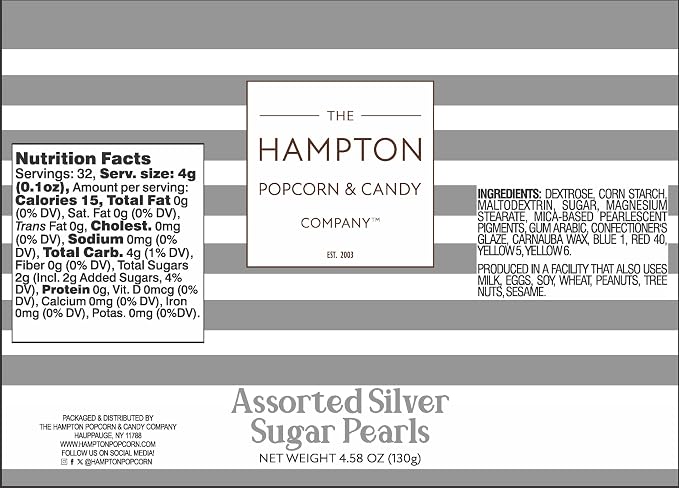 Silver Sprinkles Pearl Sugar 4.58 oz, Silver Pearls For Cake Decorating