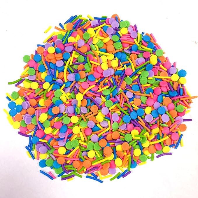 Sentovac Colorful Neon Sprinkles Edible Rainbow Confetti Jimmies Mix for Cake Decorating Candy Cupcake Cookie Baking Ice Cream Dessert Halloween Christmas Holiday Decorations