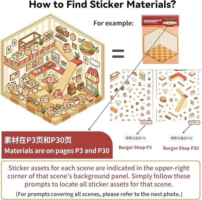 20 Sets DIY 3D Sticker Scene Collection Book for Kids Adults Cute Make Your Own Shop House Stickers for Gifts Stickers Therapy for Adult Relief Stress Pass The Time Play Park Hamburg Castle Library