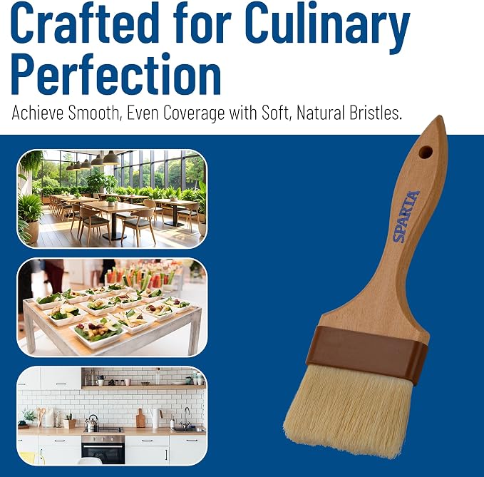 SPARTA Kitchen Basting Brush – 4037500 Basting Brush for Cooking Flat Boar Bristle Brush, Hardwood Handle for Kitchens, Restaurants, Catering, High Heat Food Prep, 3in, Pack of 12