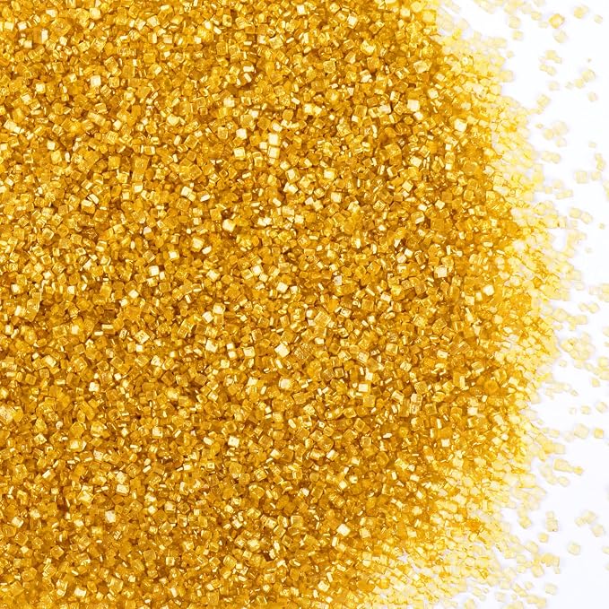 Gold Sanding Sugar - Sparkling Sugar Crystals for Baking Decorations (130g/4.6oz) - Edible on Cookies, Cupcakes, Cakes, Ice Cream | Wedding, Party, Valentines Sugar Sprinkles
