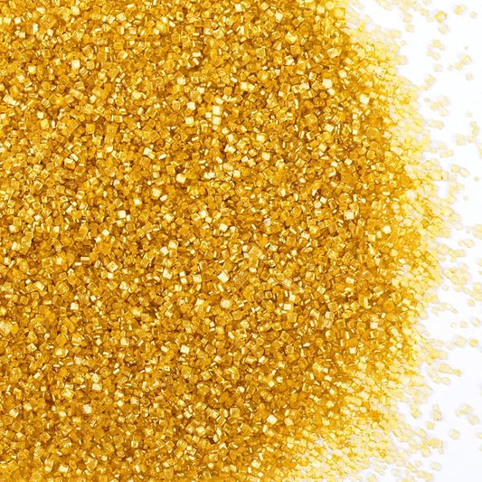Gold Sanding Sugar - Sparkling Sugar Crystals for Baking Decorations (130g/4.6oz) - Edible on Cookies, Cupcakes, Cakes, Ice Cream | Wedding, Party, Valentines Sugar Sprinkles