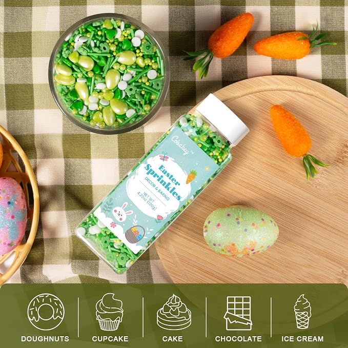 Cobakey Spring Sprinkles for Cookies 4.23 Ounce Green Sprinkles for Baking Green Eggs Perfect for Easter Cake Decorations, Baking, Ice Cream, Cookies, Cupcake Topper