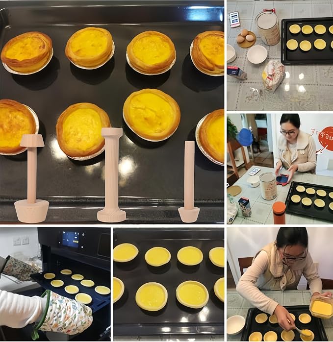 Wooden tart tamper Set Double Side Pastry Dough Tamper Egg Tarts Tamper Pastry Tools Kitchen Party Baking Tools
