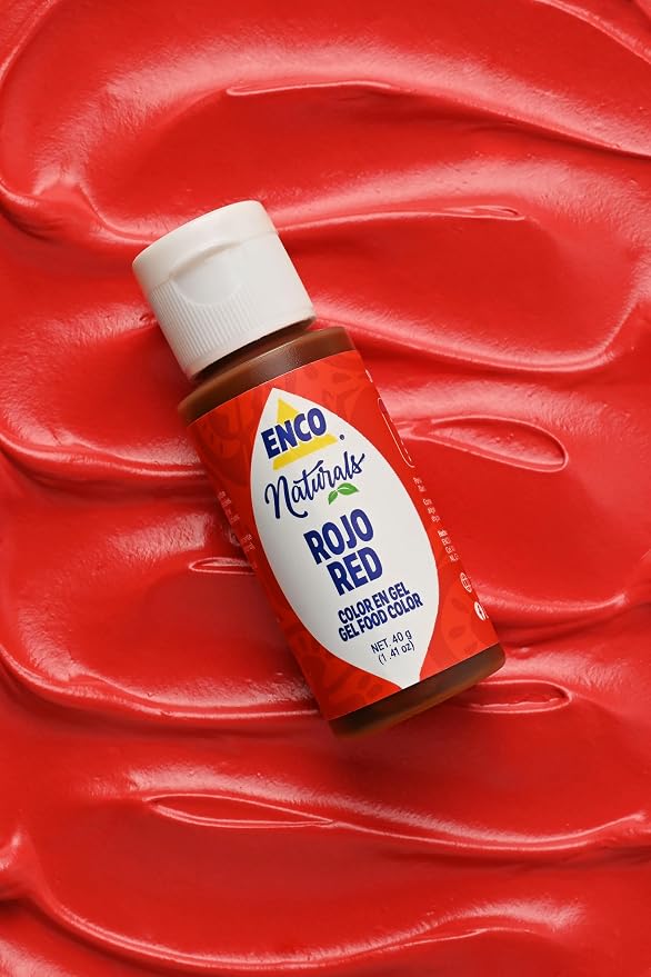 ENCO Natural Food Coloring Gel Red (1.41 oz) – No Artificial Dyes, Vibrant Colors for Icing, Buttercream & Fondant – SQF Certified – Kosher & Vegan – Baking & Cake Decorating