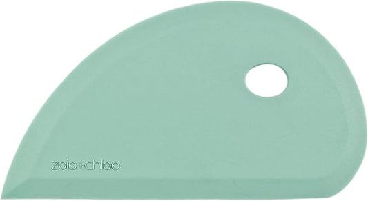 Zoie + Chloe Multipurpose Silicone Bowl Scraper - Dough Scraper for Cleaning Mixing Bowls, Baking Pan - Silicone Scraper Spatula For Painting, Smoothing, Frosting, Cake Decorating - Blue, 7x3.75"