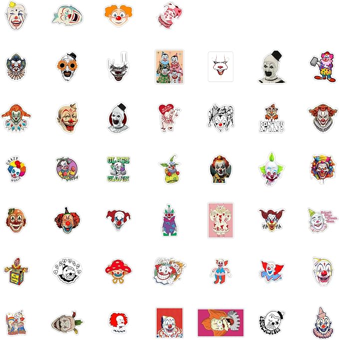 100Pcs Clown Stickers for Water Bottle and Laptop - Clown Party Supplies & Decorations, Waterproof Vinyl Decals, Circus and Fun Stickers, Gifts for Women & Men