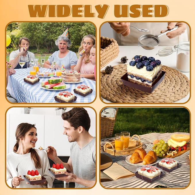 Outus 100 Pack Charcuterie Boxes with Clear Lids, Paper Dessert Boxes to Go with Gift Tags Rope Disposable Party Favor Treat Food Containers for Cookies, Donuts, Muffins, Salad, and Pastry