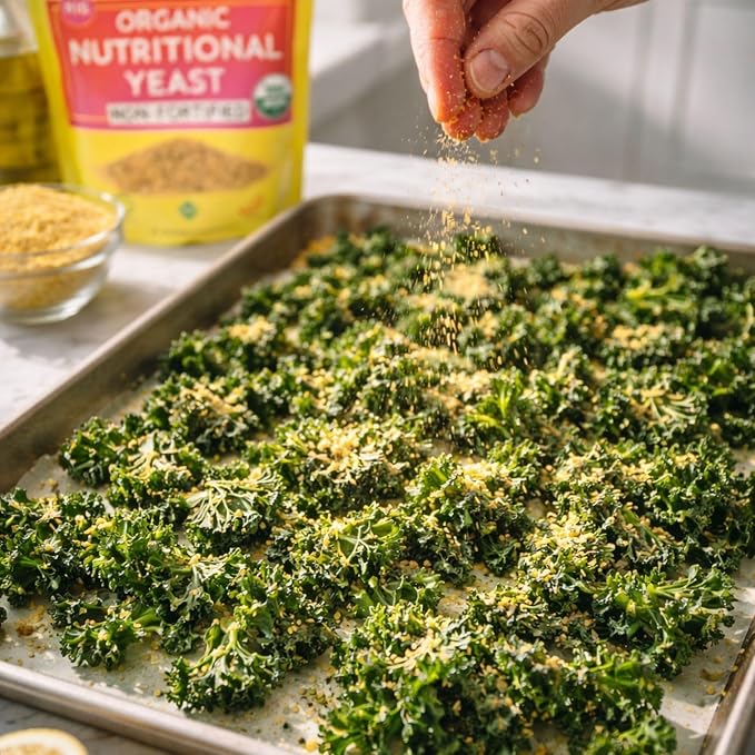 NOOCHA Organic Nutritional Yeast Flakes – Non-Fortified, Vegan Cheese Seasoning, Dairy-Free, Gluten-Free, High Protein Savory Sprinkle for Popcorn, Pasta & Veggies – 8 oz