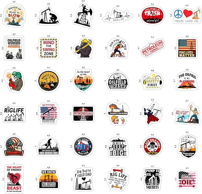 100Pcs Oilfield Stickers for Hardhats, Water Bottle - Oilfield Gifts for Oil Field Worker - Oil Field Party Decorations - Gift for Women & Men