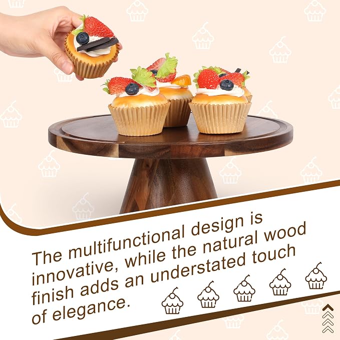 Bellsal Cake Stand with Clear Acrylic Dome Lid, 12in Acacia Wood Cake Holder with Lid, Cake Plate with Lid for Baking Gifts, Cake Display Server Tray for Birthday Party Weddings, Housewarming Gift