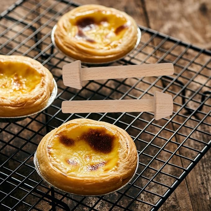 Wooden Tart Tamper,Double Side Pastry Dough Egg Tarts Pastry Tools DIY Cake Pastry Tools for Making Egg Tart, Pasta, Cheesecakes Dessert Kitchen Baking Tools (Model 1)