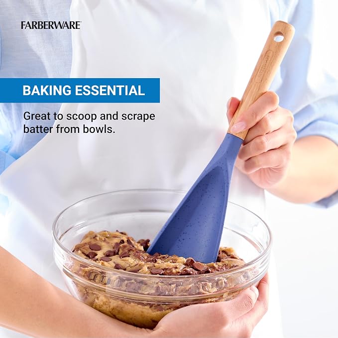 Farberware Multi Tool Scoop Spoonula Versatile Beechwood Kitchen Essential for Lifting, Scraping, and Turning