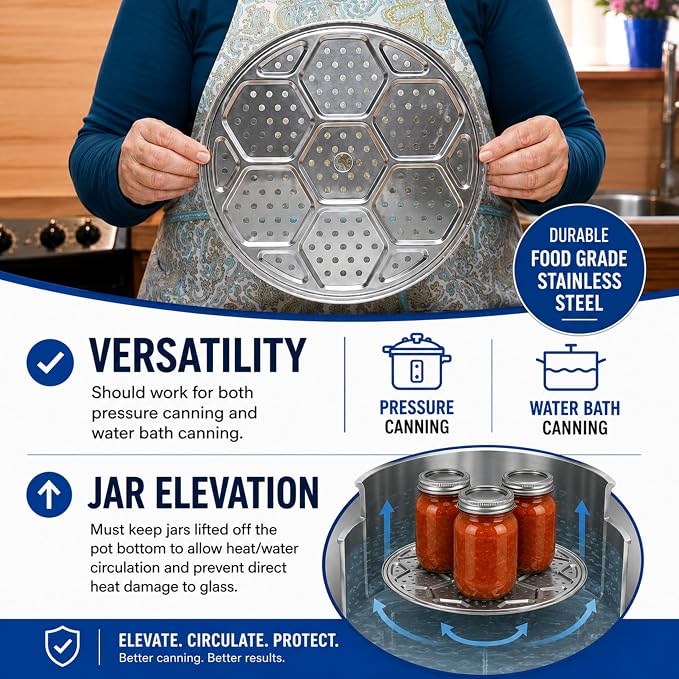 Supa Ant 10.8in Canning Rack for Pressure Canner (3pcs) - Stainless Steel, Stackable & Heavy-Duty Rack with Base - Universal Fit, Compatible with Supa Ant, Presto, All American & More