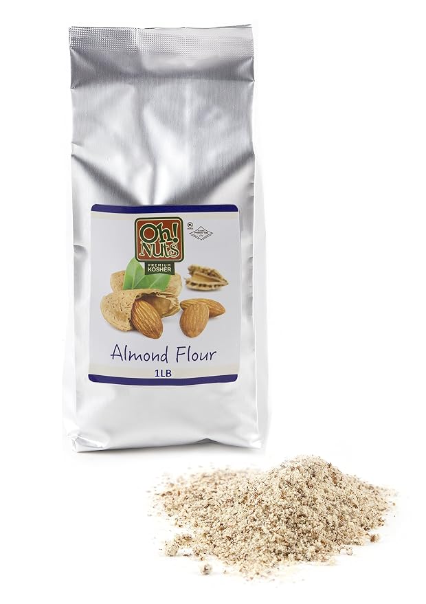 Oh! Nuts Almond Ground Flour Meal - All Natural, Unblanched Almond Flour - (1 LB - 16oz) Resealable Bulk Pack - Finely Ground Flour for Cooking & Baking