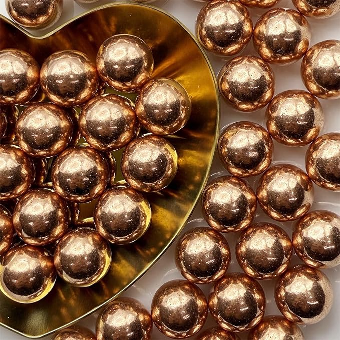 CandiJumpin 14mm Large Rose Gold Edible Pearls, Rose Gold Pearl Sprinkles for Cake Decorating Jumbo Sugar Pearls Edible Cake Decorations Pearl Sugar Sprinkles Cupcake Toppers Baby Shower Party Birthday Wedding Christmas Supplies 3 OZ