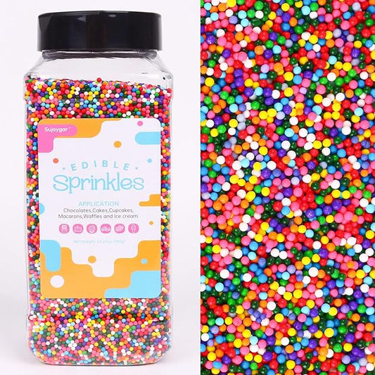Rainbow Sprinkles, Nonpareils Sprinkles for Cake Decorating, Cake Sprinkles Bulk 1.54 LB, Sujoygar, Cupcake, Cookie, Chocolate, Baking, Cake Sprinkles
