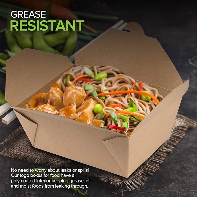 Microwavable Kraft Brown Take Out Boxes 112 oz (30 Pack) Disposable Food Containers - Recyclable Cardboard Lunch Box - Take Out Containers Disposable - to Go Boxes for Restaurants, Delivery, Catering