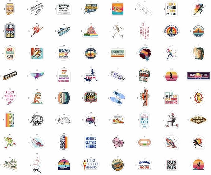 100Pcs Running Stickers for Water Bottles, Run Stickers, Runner Decals - Gifts for Runners - Running Party Supplies - Gift for Women & Men