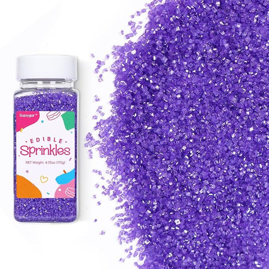 Purple Sprinkles for Cake Decorating, 4.02oz Purple Sanding Sugar Sprinkles, Edible Glitter Sprinkles for Cupcake Toppers Baking Drinks Cookie Ice Cream Dount Chocolate