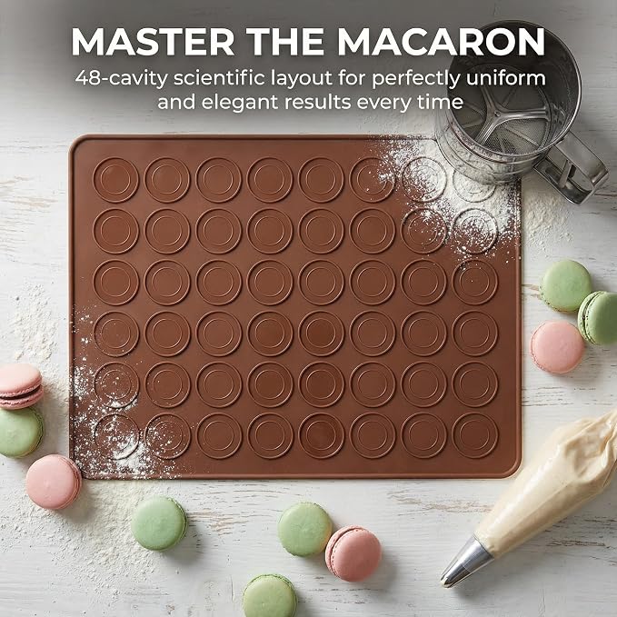 2 PCS 48 Capacity Macaron Silicone Baking Mat Baking Sheet Muffin DIY Chocolate Cookie Mould for Baking, Non-Stick, Easy to Clean, Reusable Baking Liner Tray Set