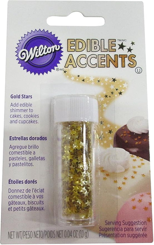 Wilton Edible Gold Glitter Star Sprinkles, Shimmering Sugar Stars for Cakes, Cupcakes, Cookies, Cocktails & Holiday Desserts, Edible Gold Cake Decorations, 0.4 oz.