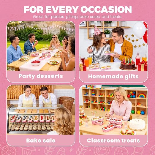 NPLUX 100 Pack Mini Cake Pans with Lids and Spoons Rectangular Aluminum Foil Baking Pans Mini Cheesecake Containers, Graduation Gifts Party Favors(6.8oz)