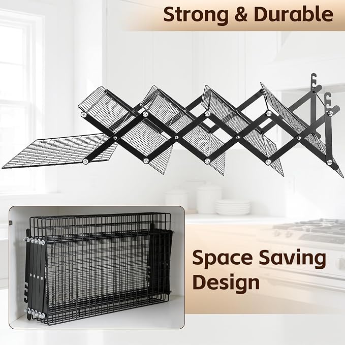 Timeet 5 Tier Upgraded Collapsible Cooling Rack with Adjustable 3 Setting Design, Stackable Baking Rack with Clean Brush, Roasting Cooking Drying Wire Cooling Rack for Cookies Baking ＆ Grilling